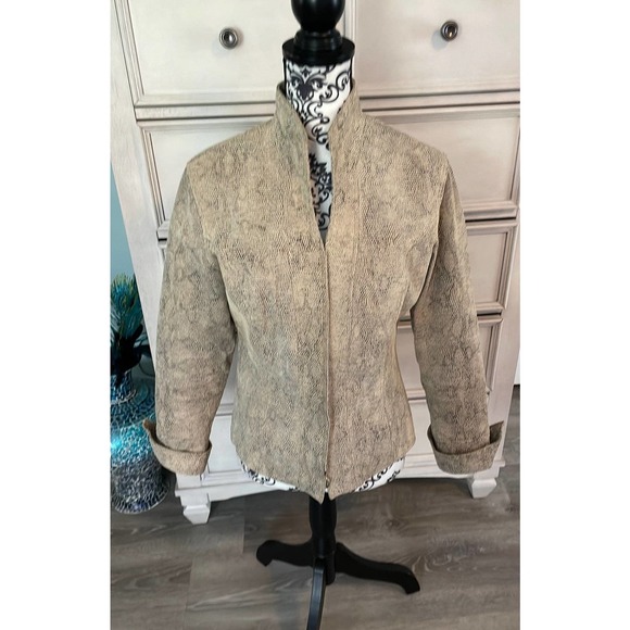 unbranded Jackets & Blazers - Vintage Women's Tan Leather Snakeskin Print Lined jacket Size M